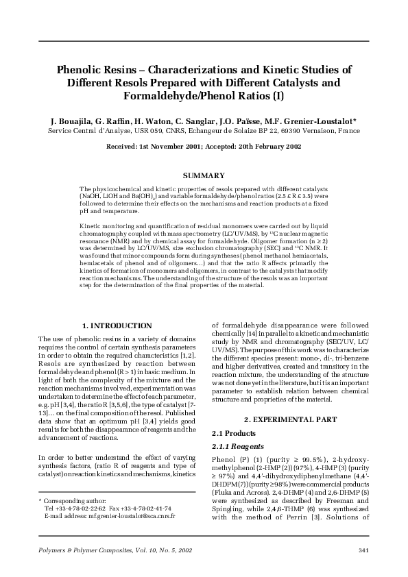 (PDF) Phenolic Resins – Characterizations and Kinetic Studies of ...