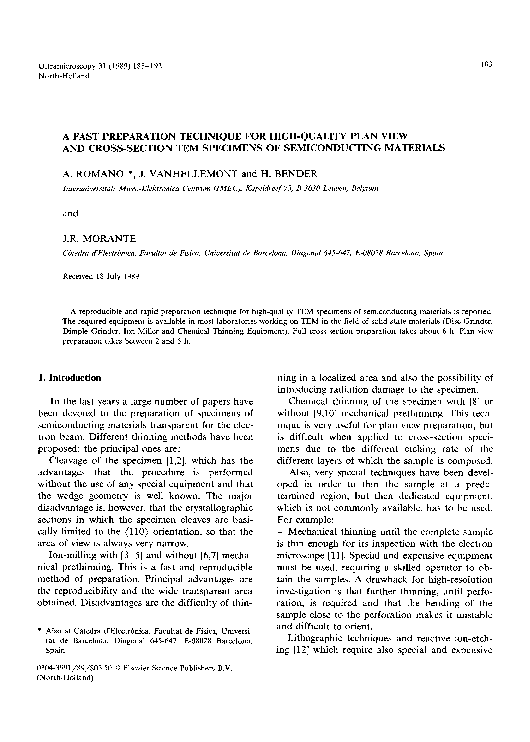 (PDF) A fast preparation technique for high-quality plan view and cross ...