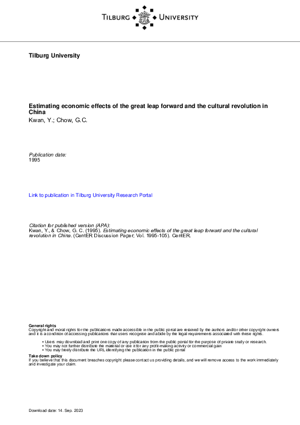(PDF) Estimating economic effects of the great leap forward and the ...