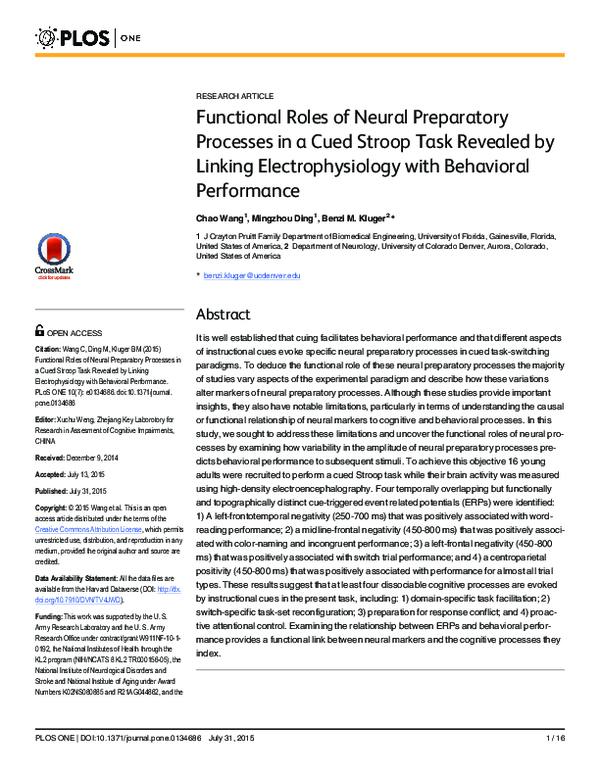 (PDF) Functional Roles of Neural Preparatory Processes in a Cued Stroop ...