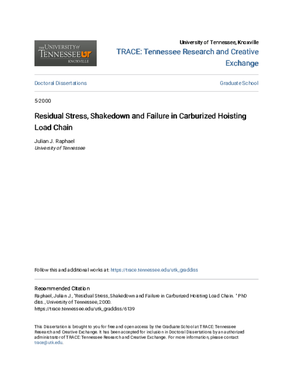 PDF) Residual Stress, Shakedown and Failure in Carburized Hoisting
