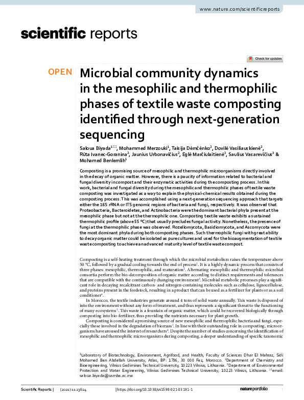 (PDF) Microbial community dynamics in the mesophilic and thermophilic ...