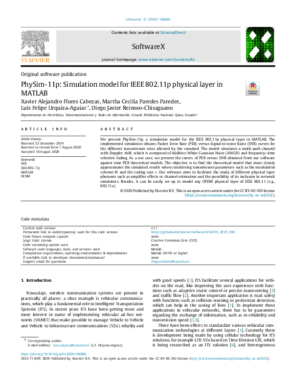 (PDF) PhySim-11p: Simulation model for IEEE 802.11p physical layer in ...