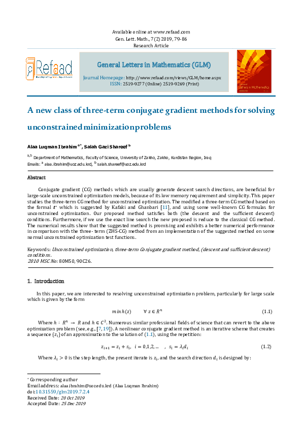 (PDF) A new class of three-term conjugate gradient methods for solving ...