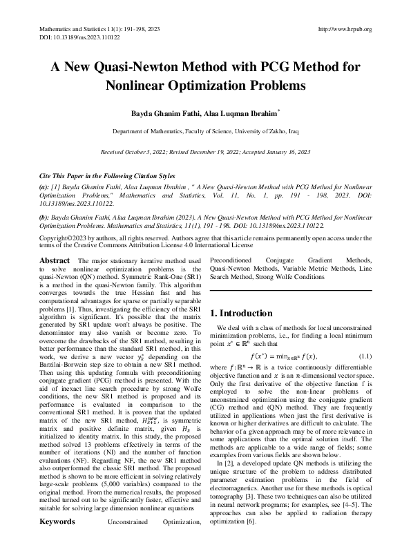 (PDF) A New Quasi-Newton Method with PCG Method for Nonlinear ...