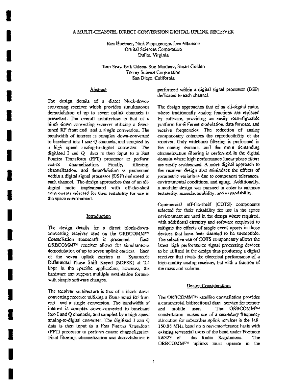 (PDF) A Multi-Channel Direct Conversion Digital Uplink Receiver