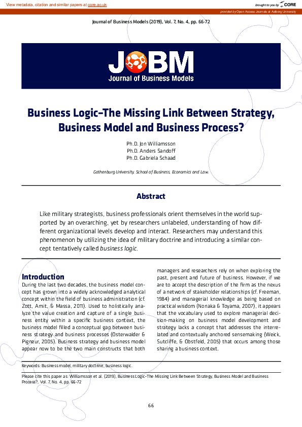 (PDF) Business logic – the missing link between strategy, business ...