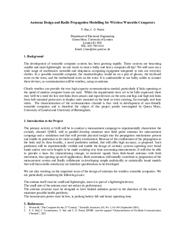 (PDF) Antenna Design and Radio Propagation Modelling for Wireless ...