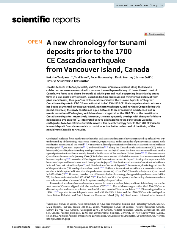 Latest tsunami in canada