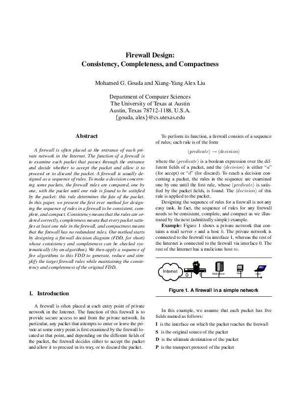 (PDF) Firewall design: consistency, completeness, and compactness