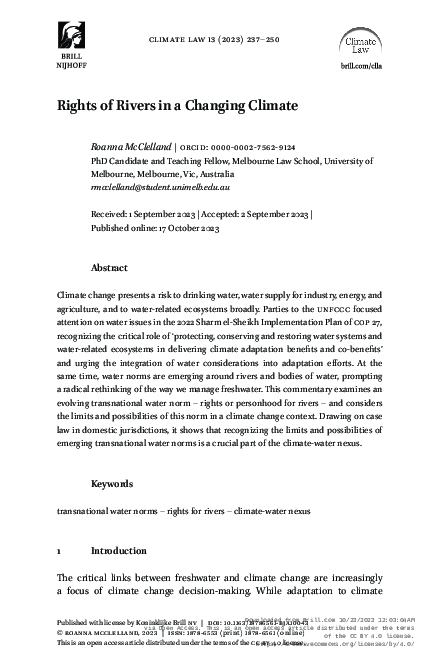 (PDF) Rights of Rivers in a Changing Climate