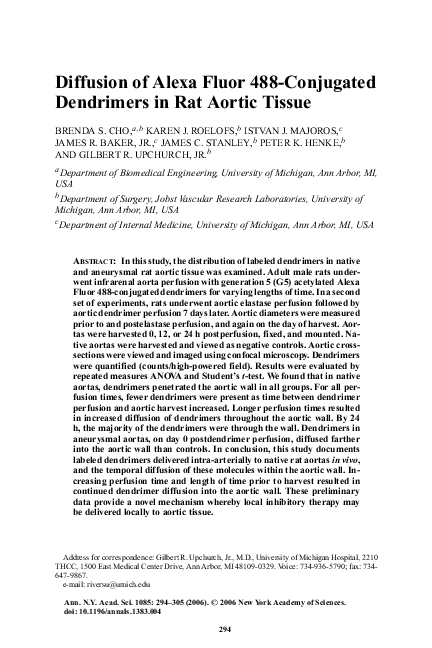 (PDF) Diffusion of Alexa Fluor 488-Conjugated Dendrimers in Rat Aortic ...