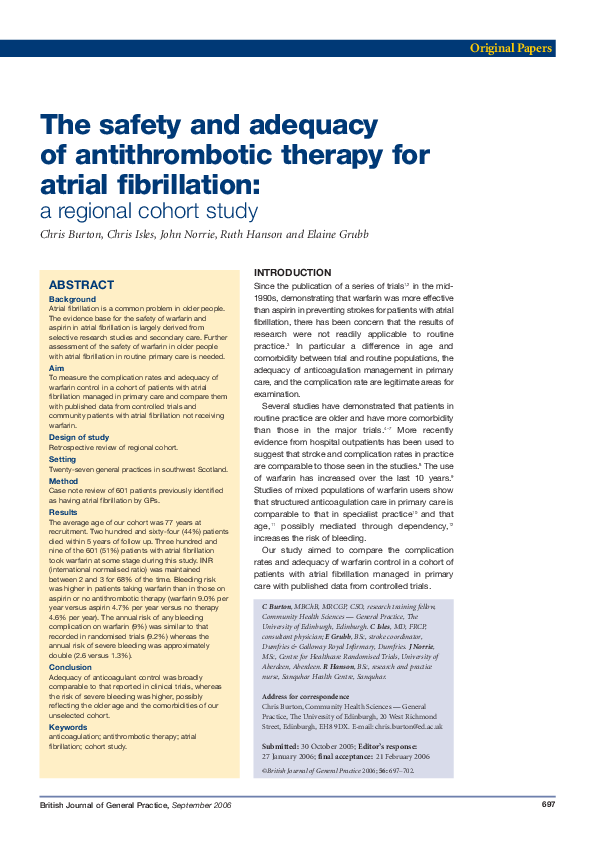 (PDF) The safety and adequacy of antithrombotic therapy for atrial ...