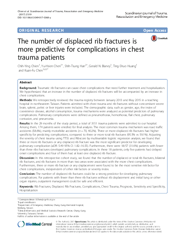 (PDF) The number of displaced rib fractures is more predictive for ...