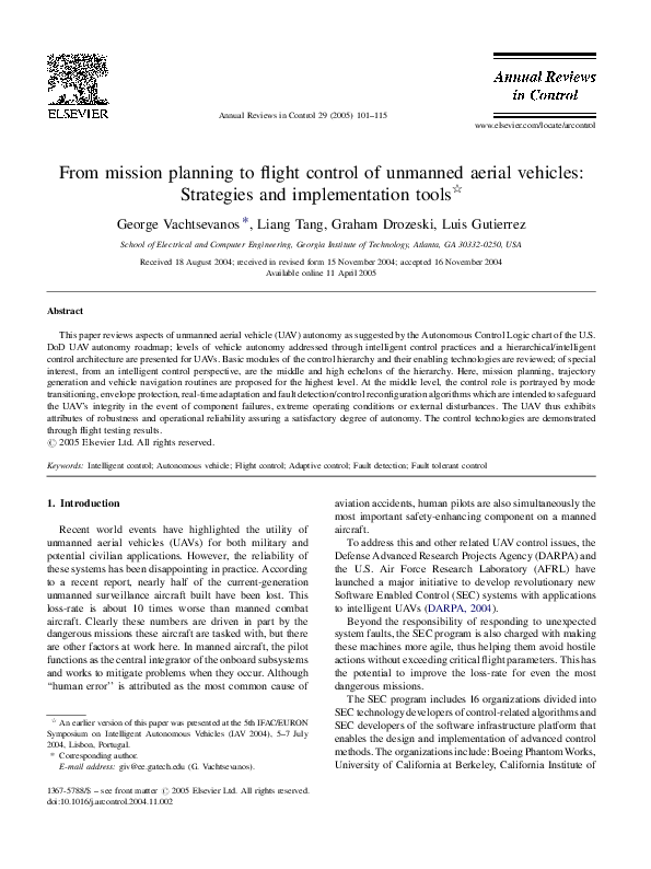 (PDF) From mission planning to flight control of unmanned aerial