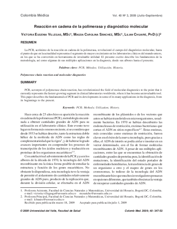 (PDF) Polymerase chain reaction and molecular diagnostics