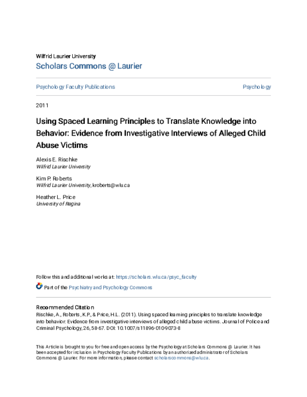 (PDF) Using Spaced Learning Principles to Translate Knowledge into ...