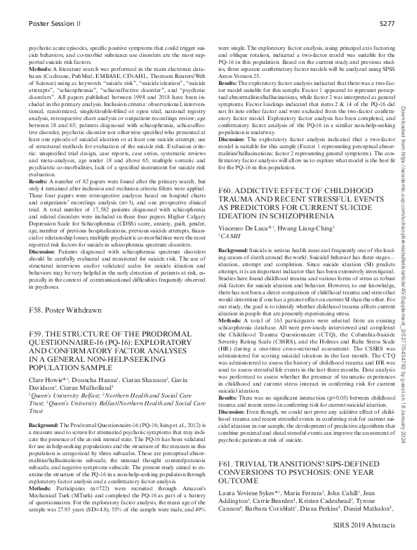 F61. Trivial Transitions? Sips-Defined Conversions to Psychosis: One Year Outcome