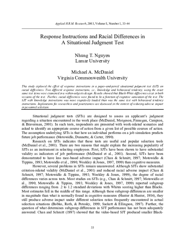 (PDF) Response instructions and racial differences in a situational ...