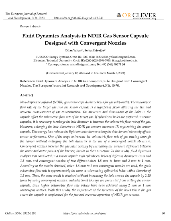 (PDF) Fluid Dynamics Analysis in NDIR Gas Sensor Capsule Designed with ...