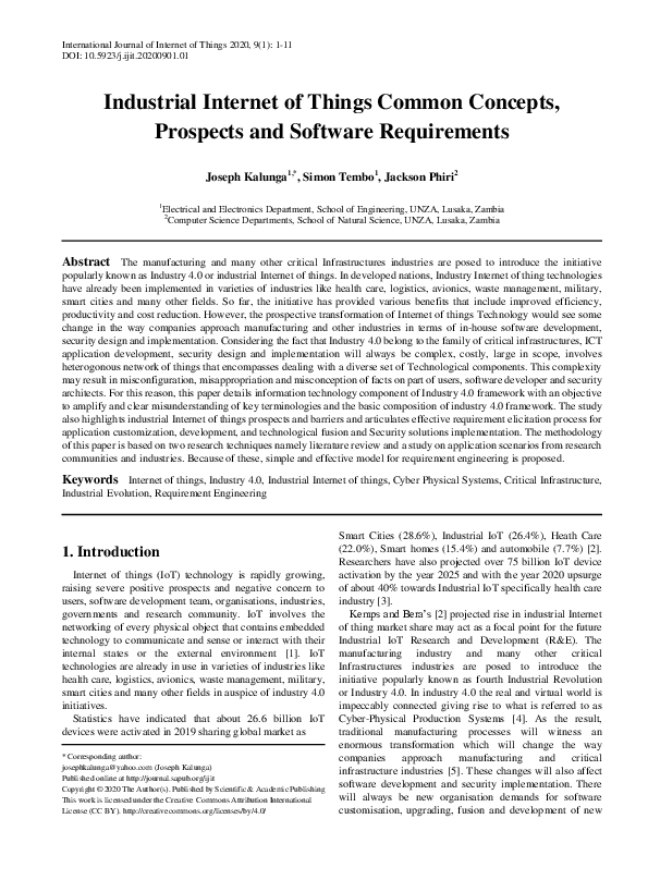 (PDF) Industrial Internet of Things Common Concepts, Prospects and ...