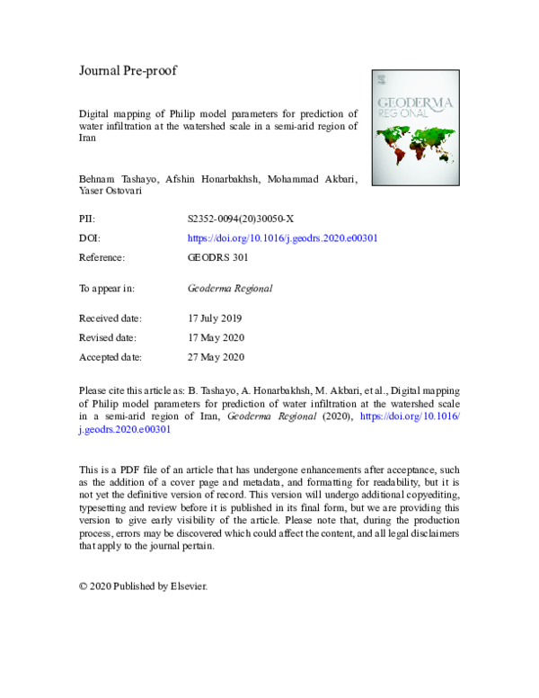 (PDF) Digital mapping of Philip model parameters for prediction of ...