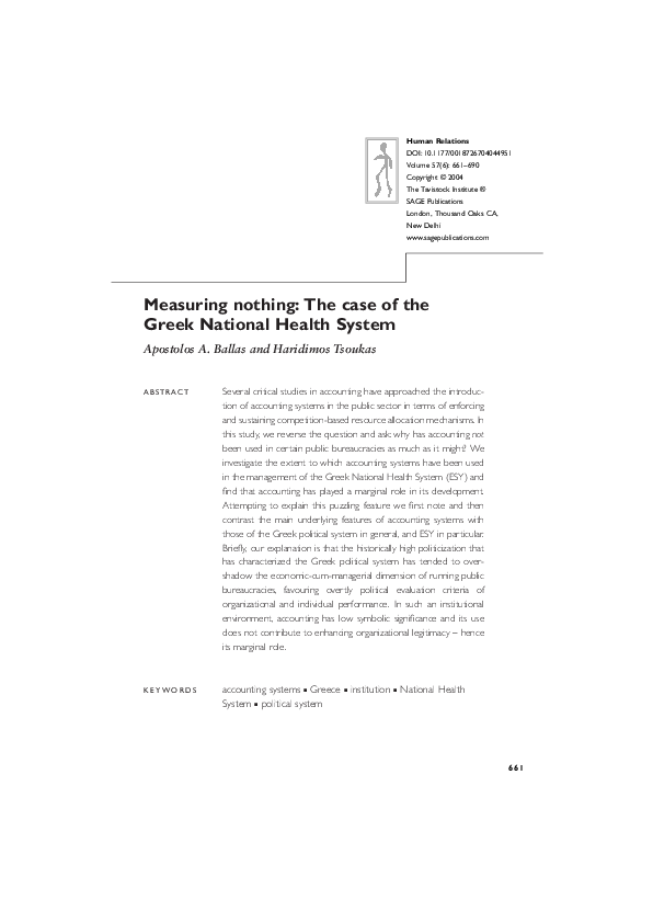 (PDF) Measuring Nothing: The Case of the Greek National Health System