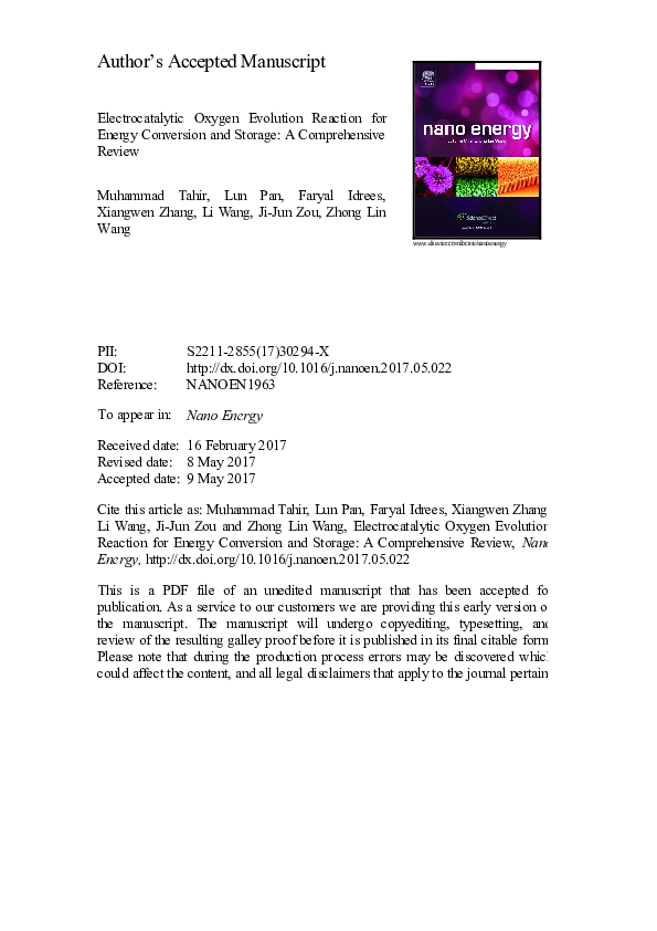 (PDF) Electrocatalytic oxygen evolution reaction for energy conversion ...