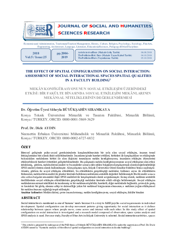 (PDF) The Effect of Spatial Configuration on Social Interaction ...