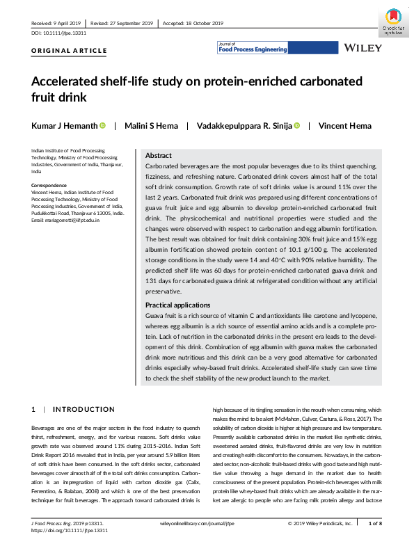 (PDF) Accelerated shelf‐life study on protein‐enriched carbonated fruit ...