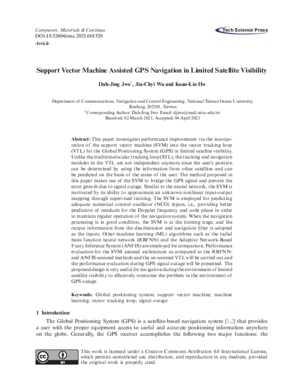 (PDF) Support Vector Machine Assisted GPS Navigation in Limited ...