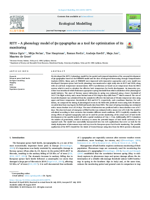 (PDF) RITY – A phenology model of Ips typographus as a tool for ...