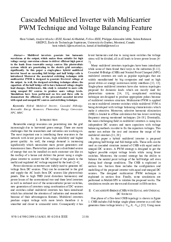 (PDF) Cascaded multilevel inverter with multicarrier PWM technique and ...