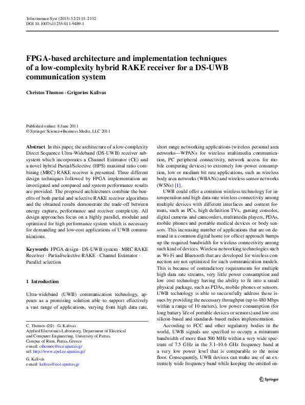 (PDF) FPGA-based architecture and implementation techniques of a low ...