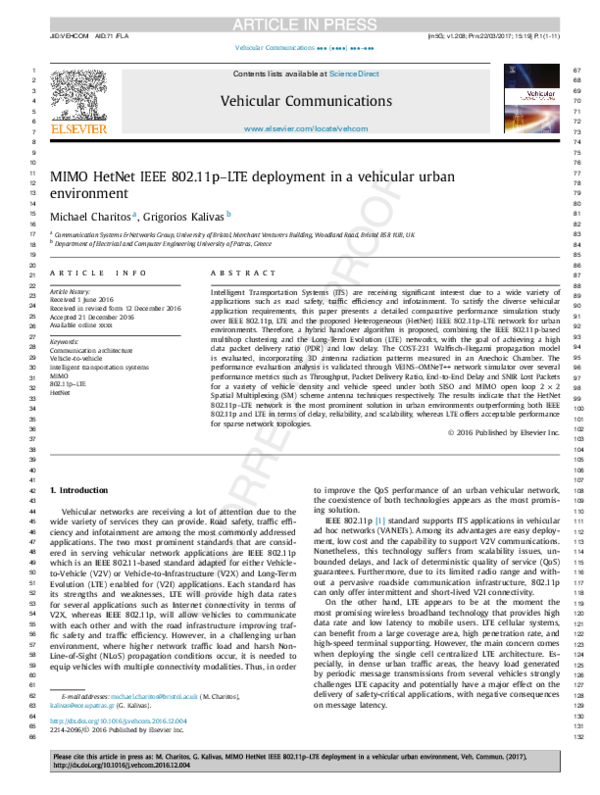 (PDF) MIMO HetNet IEEE 802.11p–LTE deployment in a vehicular urban ...