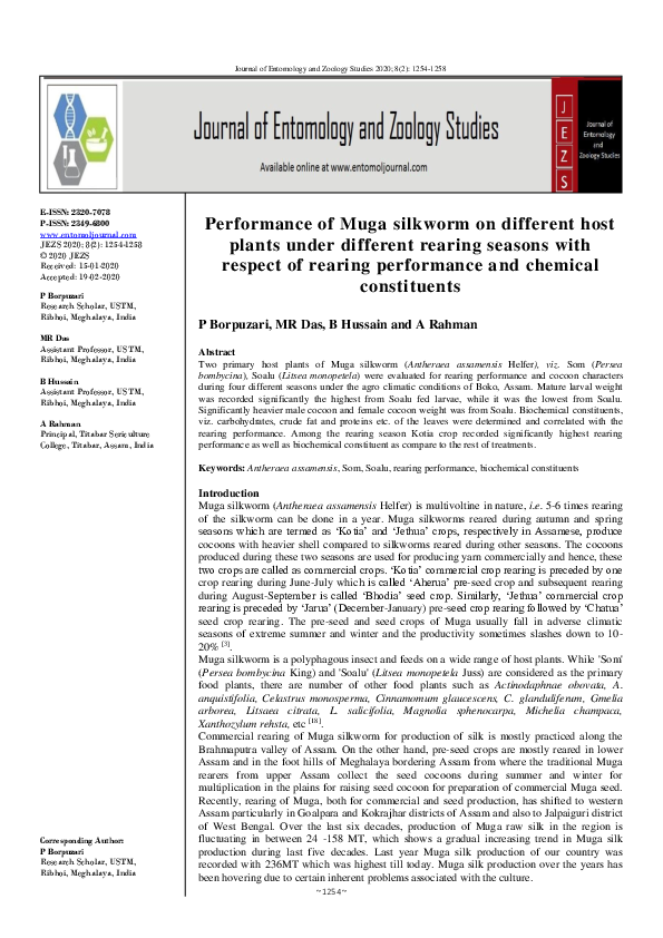 (PDF) Performance of Muga silkworm on different host plants under ...