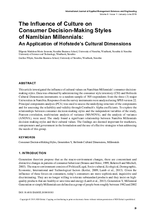 (PDF) The Influence of Culture on Consumer Decision-Making Styles of ...