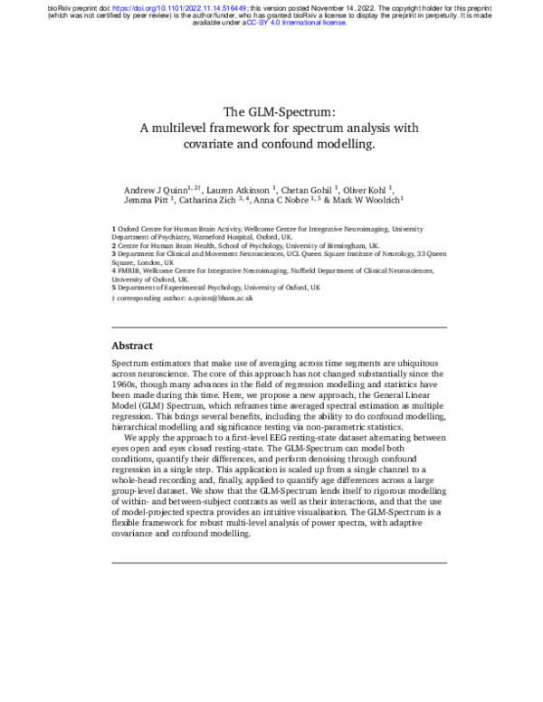 (PDF) The GLM-Spectrum: A multilevel framework for spectrum analysis ...