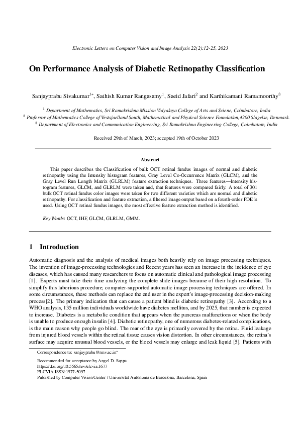 (PDF) On Performance Analysis of Diabetic Retinopathy Classification