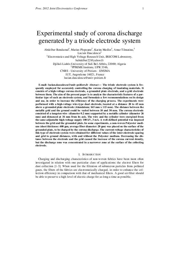 (PDF) Experimental Study of Corona Discharge Generated in a Modified ...