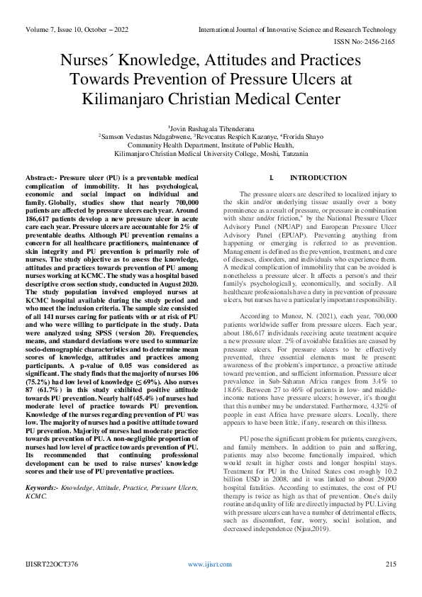 (PDF) Nurses´ Knowledge, Attitudes and Practices Towards Prevention of ...