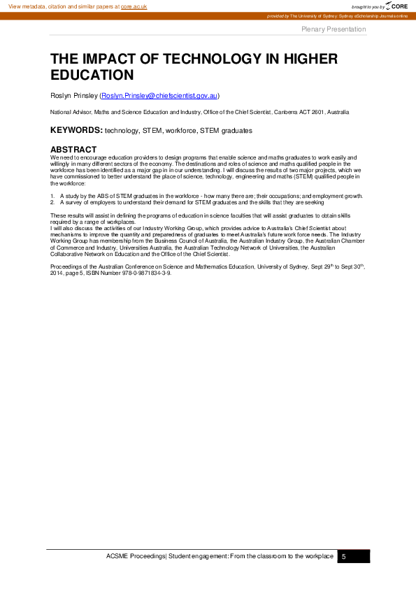 (PDF) The impact of technology in higher education