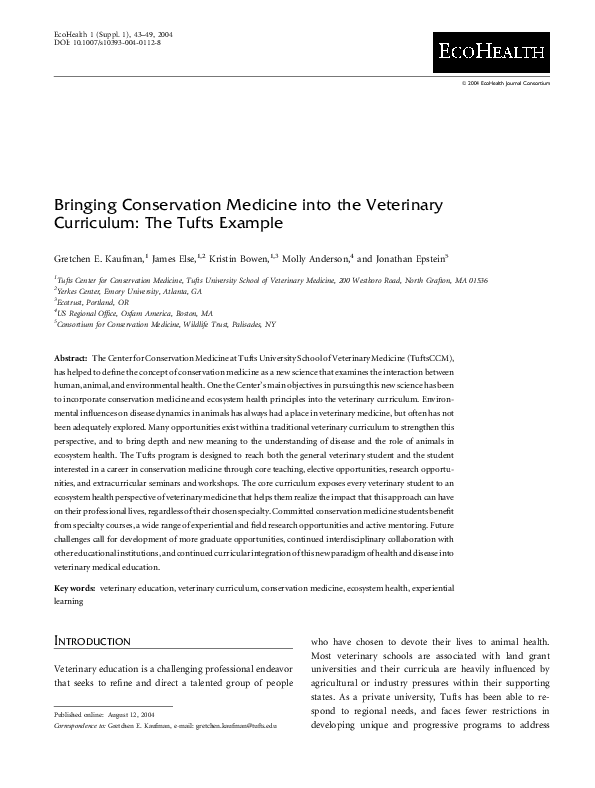 (PDF) Bringing Conservation Medicine into the Veterinary Curriculum ...