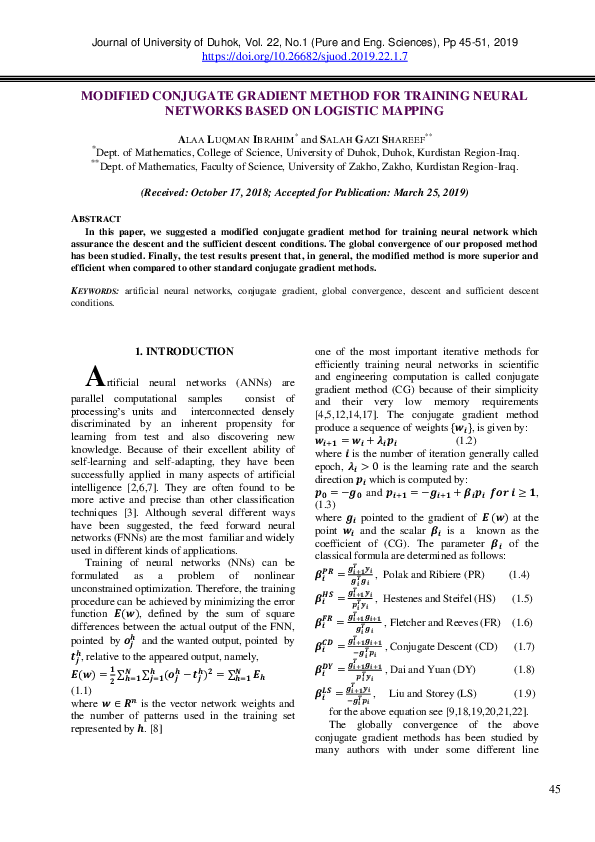 (PDF) Modified Conjugate Gradient Method for Training Neural Networks ...