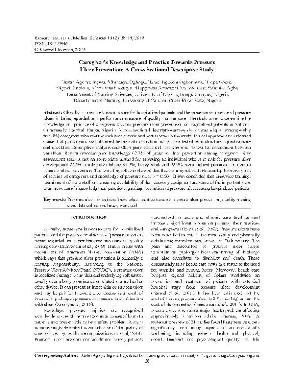 (PDF) Caregiver’s Knowledge and Practice Towards Pressure Ulcer ...