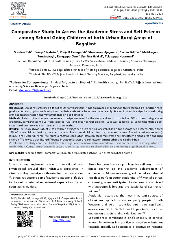 (PDF) Comparative Study Assess Academic Stress Self Esteem School ...