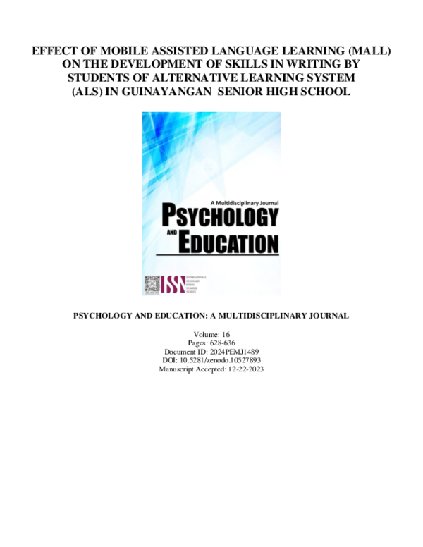 (PDF) Effect of Mobile Assisted Language Learning (MALL) on the ...