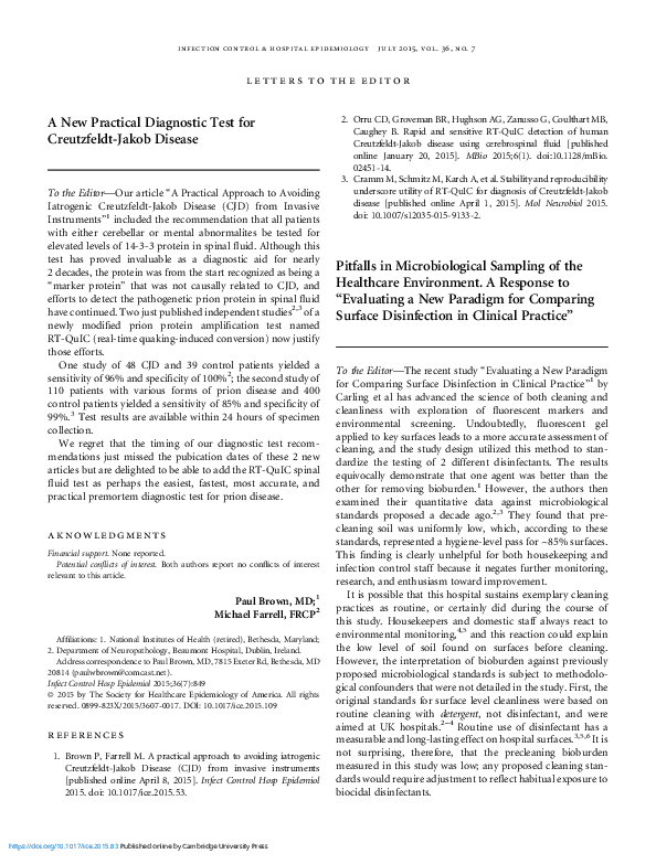 (PDF) Pitfalls in Microbiological Sampling of the Healthcare ...