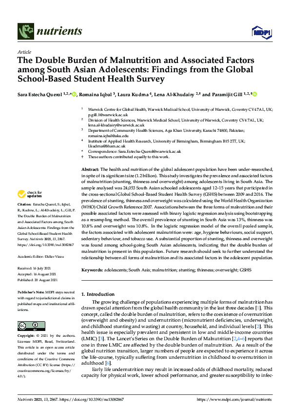 (PDF) The Double Burden of Malnutrition and Associated Factors among ...