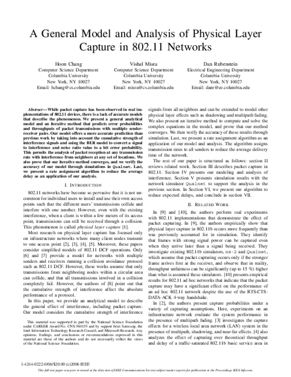 (PDF) A General Model and Analysis of Physical Layer Capture in 802.11 ...